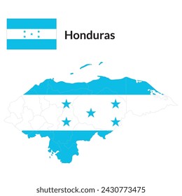 Mapa de Honduras con bandera nacional de Honduras