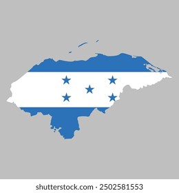 Map of Honduras with national flag, vector illustration