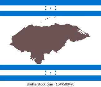 Map of Honduras on background with flag