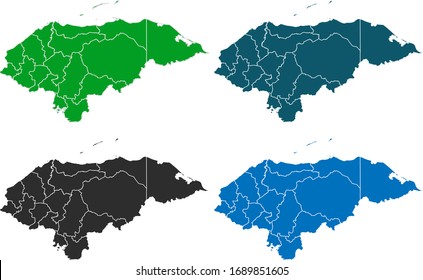 Karte von honduras . Originalplan.Vielfalt der Farben auf weißem Hintergrund. Vektorillustration, Abbildung eps10.