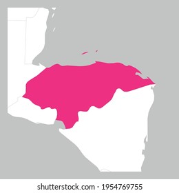 Map of Honduras pink highlighted with neighbor countries