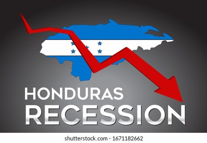 Map of Honduras Recession Economic Crisis Creative Concept with Economic Crash Arrow Vector Illustration Design.