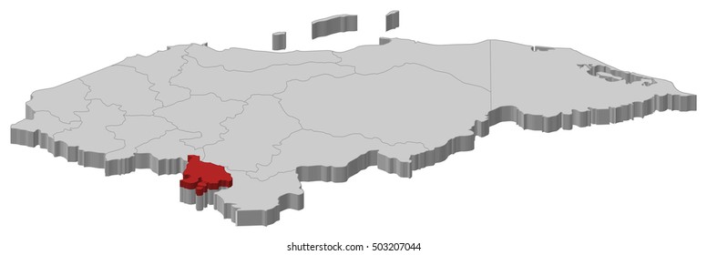 Map - Honduras, Valle - 3D-Illustration