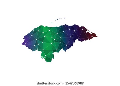 Map of Honduras. Wire frame 3D mesh polygonal network line, design sphere, dot and structure. communications map of Honduras. Vector Illustration EPS10.