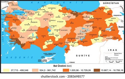 Map of honey production in Turkey