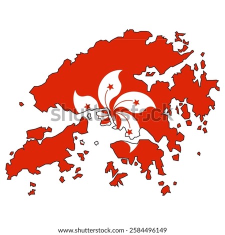 Map of Hong Kong with flag colors in it.