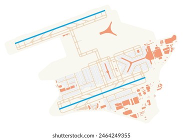 Mapa del Aeropuerto Internacional de Hong Kong (Aeropuerto Chek Lap Kok) (Hong Kong). Código IATA: HKG. Diagrama del aeropuerto con pistas de aterrizaje, pistas de rodaje, delantales, zonas de aparcamiento y edificios. Datos del mapa de OpenStreetMap.