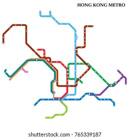 Map of Hong Kong metro, Subway, Template of city transportation scheme for underground road. Vector illustration