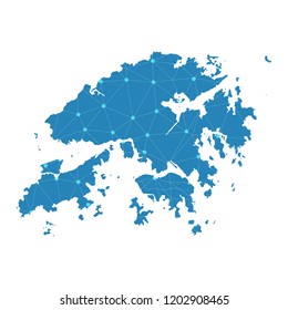 Map of Hong Kong from Polygonal wire frame low poly mesh,Hong Kong map Vector Illustration EPS10.