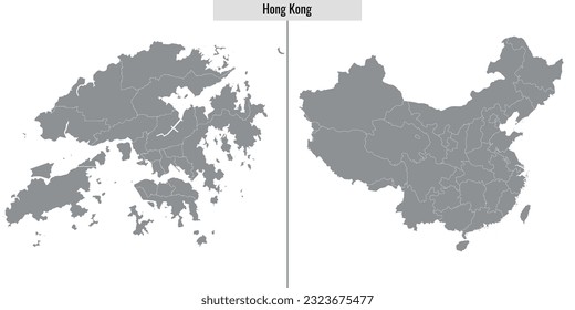 map of Hong Kong province of China and location on Chinese map