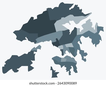 Map of Hong Kong with regions. Just a simple country border map with region division. Blue grey color palette. Blank Hong Kong shape with administrative division. Vector illustration.