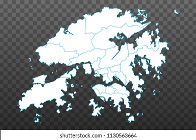 Map of Hong Kong. Vector illustration on transparent background. Items are placed on separate layers and editable. Vector illustration eps 10.