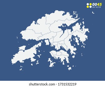 Map of Hong Kong vector on blue