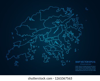 Map of hongKong,Abstract mash line and point scales on dark background for your web site design map logo, app, ui,Travel. Vector illustration eps 10.