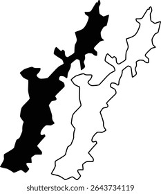 Mapa de Hoopes Reservoir Delaware EUA Silhueta Plana e Design de Contorno