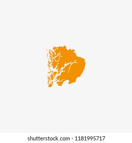 Map of Hordaland - Norway Vector Illustration
