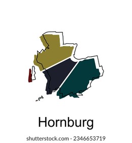 mapa de la plantilla de diseño de vectores de Hornburg, fronteras nacionales e importantes ilustraciones de ciudades