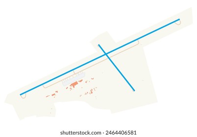 Map of Hosea Kutako International Airport (Namibia). IATA-code: WDH. Airport diagram with runways, taxiways, apron, parking areas and buildings. Map Data from OpenStreetMap.