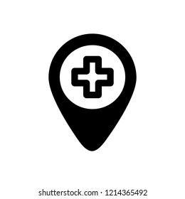 Map hospital icon,vector illustration. Flat design style. vector map hospital icon illustration isolated on White background, map hospital icon Eps10. map hospital icons graphic design vector symbols.