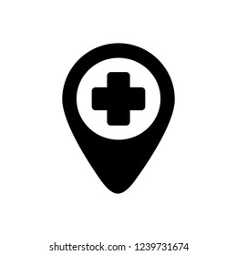 Map hospital icon,vector illustration. Flat design style. vector map hospital icon illustration isolated on White background, map hospital icon Eps10. map hospital icons graphic design vector symbols.