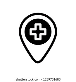 Map hospital icon,vector illustration. Flat design style. vector map hospital icon illustration isolated on White background, map hospital icon Eps10. map hospital icons graphic design vector symbols.