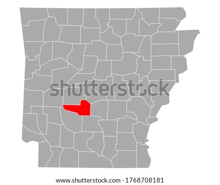 Map of Hot Spring in Arkansas on white