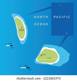 Map of Howland and Baker Islands. Vector illustration 