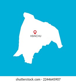 Map of Hsinchu city in Taiwan with location icon