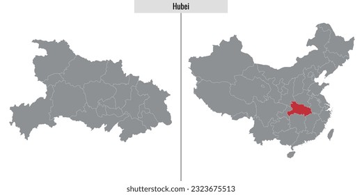 map of Hubei province of China and location on Chinese map