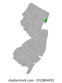 Map of Hudson in New Jersey on white