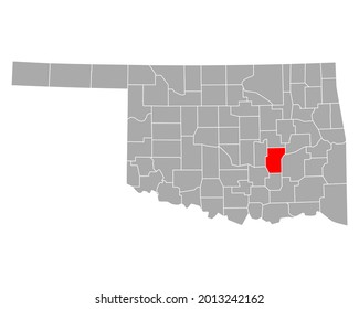 Map of Hughes in Oklahoma on white