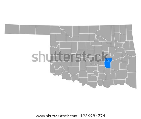 Map of Hughes in Oklahoma on white