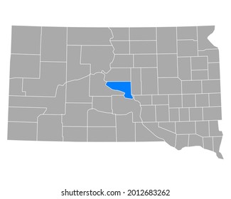 Map of Hughes in South Dakota on white