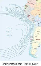 Map of the Humboldt or Peru Current on the west coast of South America 