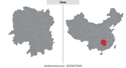 map of Hunan province of China and location on Chinese map