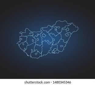 Map of Hungary - Abstract mash line and point scales on circuit dark background. symbol for your web site design map logo, app, ui,Travel. Vector illustration eps 10.
