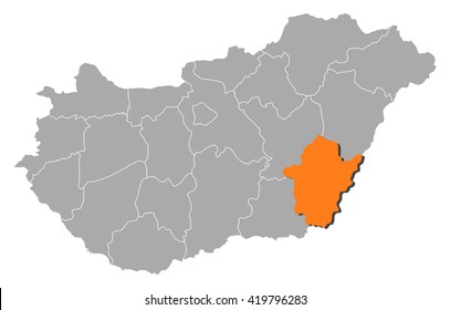 Map - Hungary, Bekes