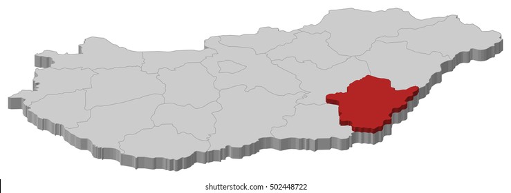Map - Hungary, Bekes - 3D-Illustration