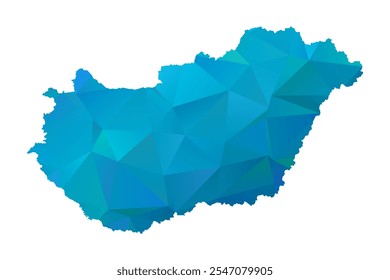 Map of Hungary - Blue Polygonal Design For Your. Vector illustration eps 10.