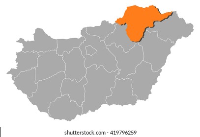 Map - Hungary, Borsod-Abauj-Zemplen