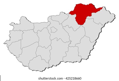 Map - Hungary, Borsod-Abauj-Zemplen