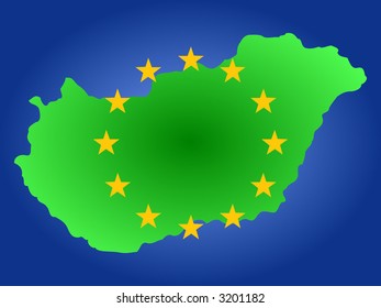 mapa de la bandera de Hungría y la Unión Europea