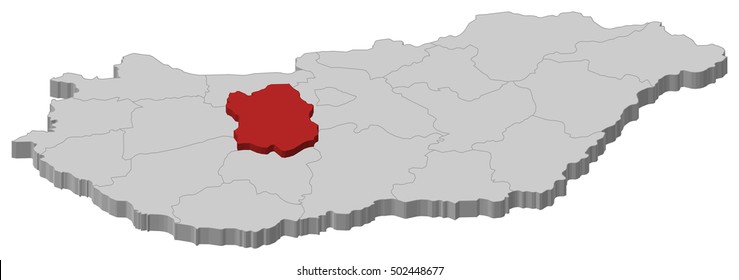 Map - Hungary, Fejer - 3D-Illustration