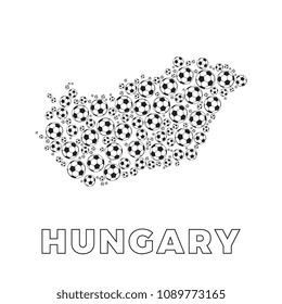 map of Hungary filled with soccer balls