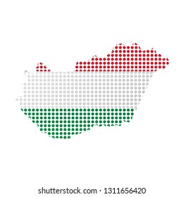 Map of Hungary with flag. Pointillism style. Vector illustration design