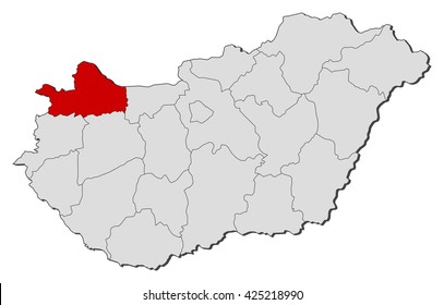 Map - Hungary, Gyoer-Moson-Sopron