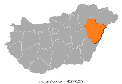 Map - Hungary, Hajdu-Bihar