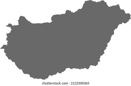 Map of Hungary. High res (300dpi). Highly detailed border representation. Web mercator projection. Scalable vector graphic. For web and print use. Border and fill colors can be changed in eps format.