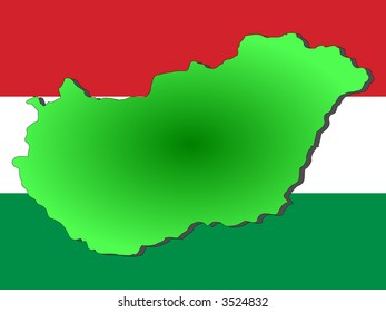 map of Hungary and Hungarian flag illustration