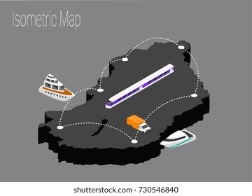 Map Hungary isometric concept. 3d flat illustration of Map Hungary